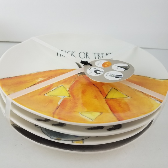 Rae Dunn Other - New Rae Dunn Halloween 4 Plates Trick or Treat NEW